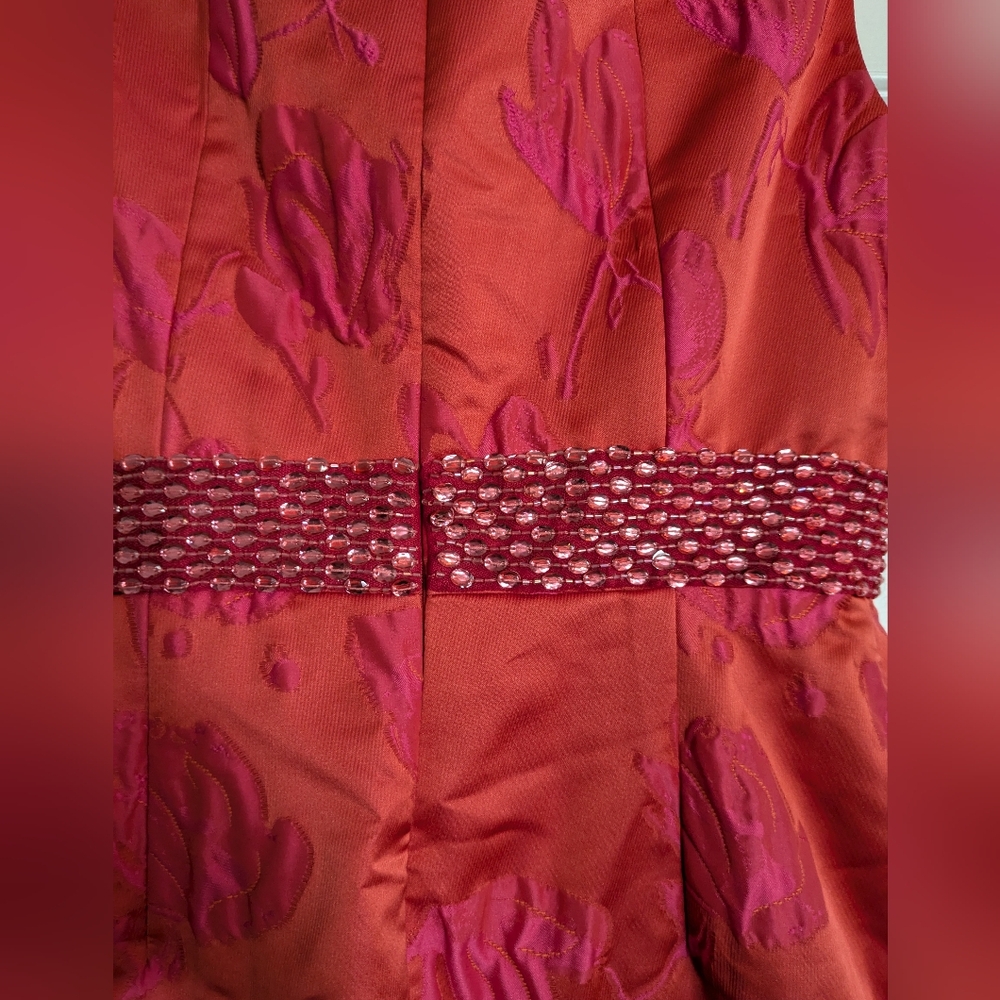 Vintage Rickie Freeman Teri Jon Jacquard Beaded Dress Designer Size 4 - Picture 4 of 10